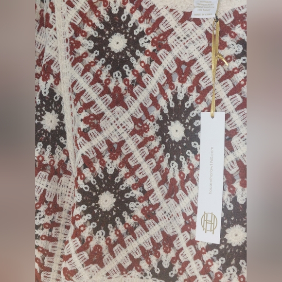 NWT House of Harlow fringe GRANNY Square poncho style Hippie shirt bouse top - Picture 5 of 7